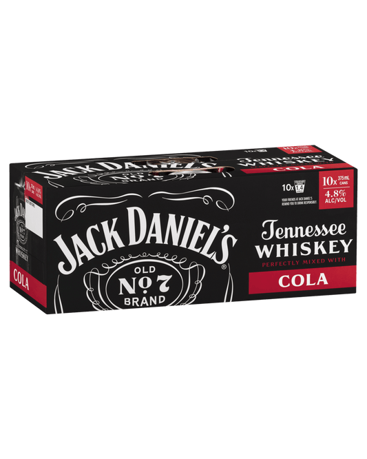 Jack Daniel's Tennessee Whiskey & Cola Cans 10 Pack 375mLk