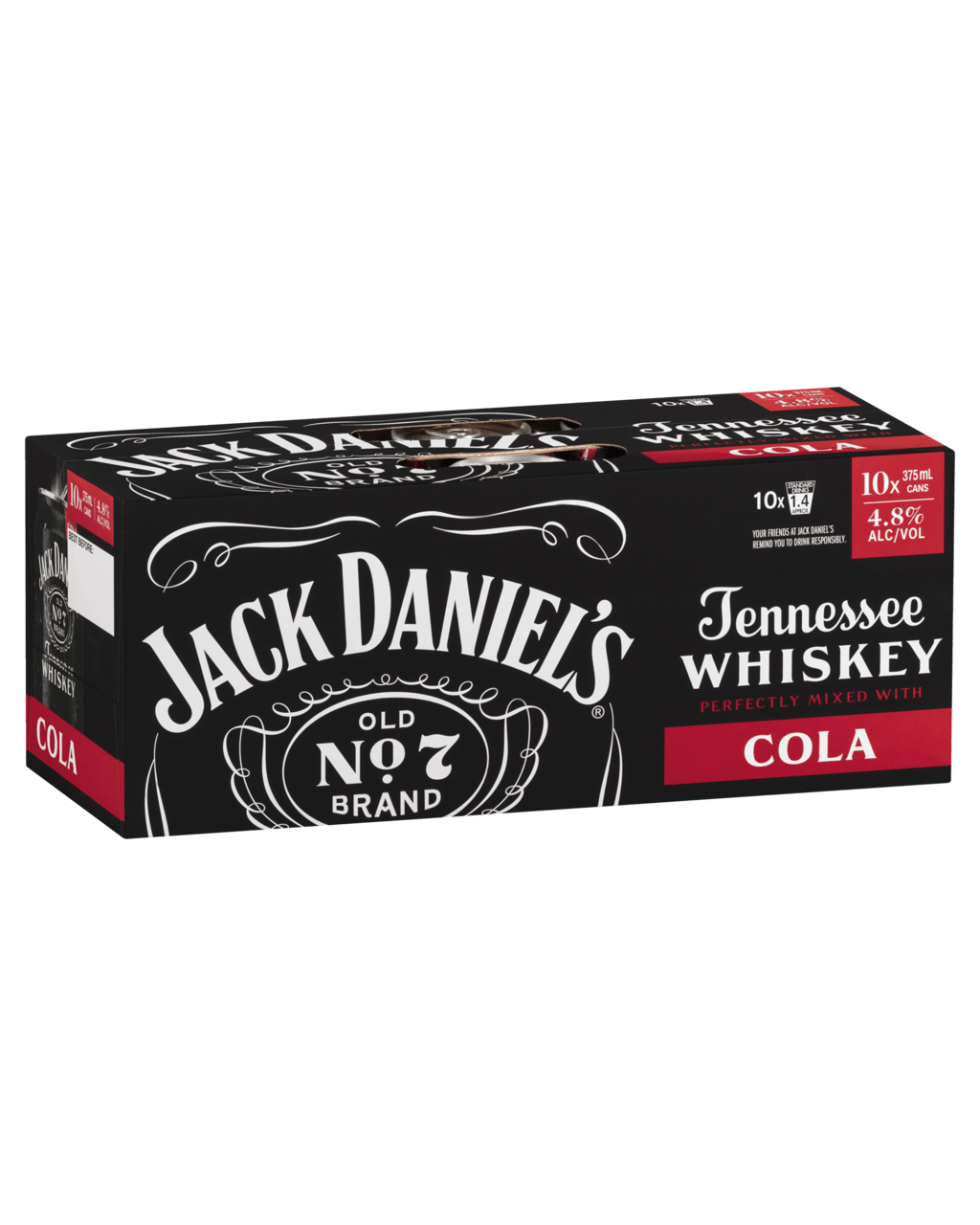 Jack Daniel's Tennessee Whiskey & Cola Cans 10 Pack 375mLk