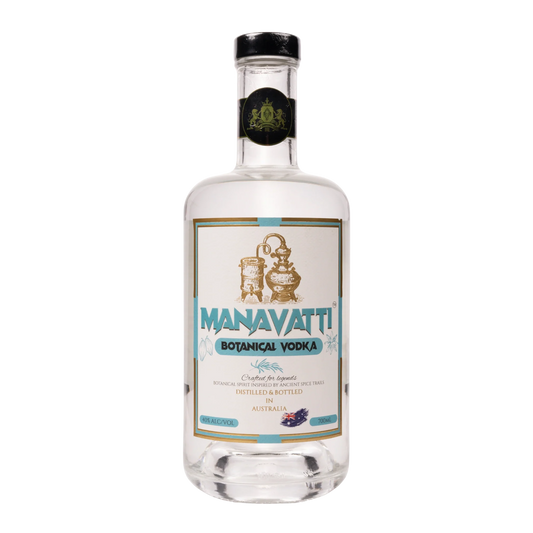 Manavatti Botanical Vodka bottle on a white background
