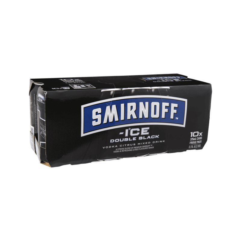 Smirnoff Ice Double Black Cans 10 Pack 375mL