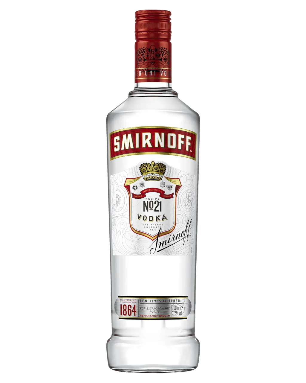Smirnoff vodka bottle on a white background
