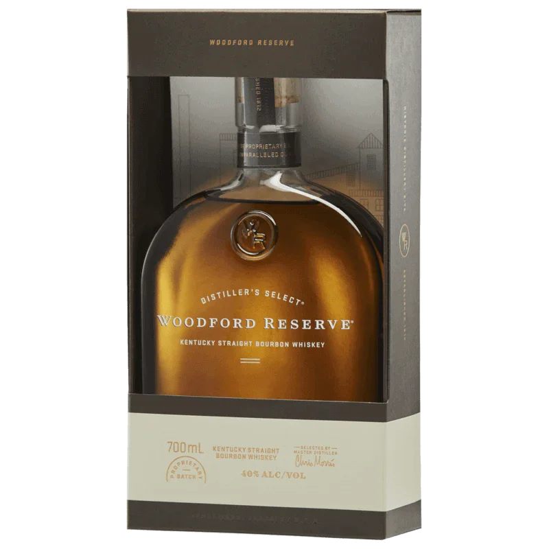 Woodford Reserve Kentucky Straight Bourbon Whiskey 700mL bottle with award-winning bourbon and rich flavor notes