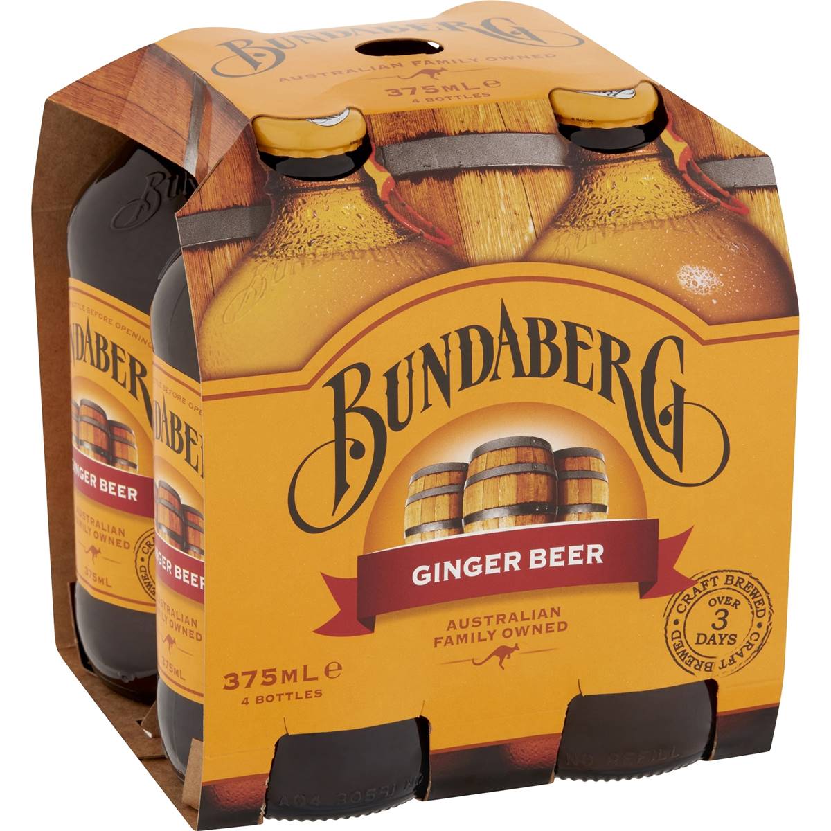 Bundaberg Ginger Beer 375ml X4 Pack
