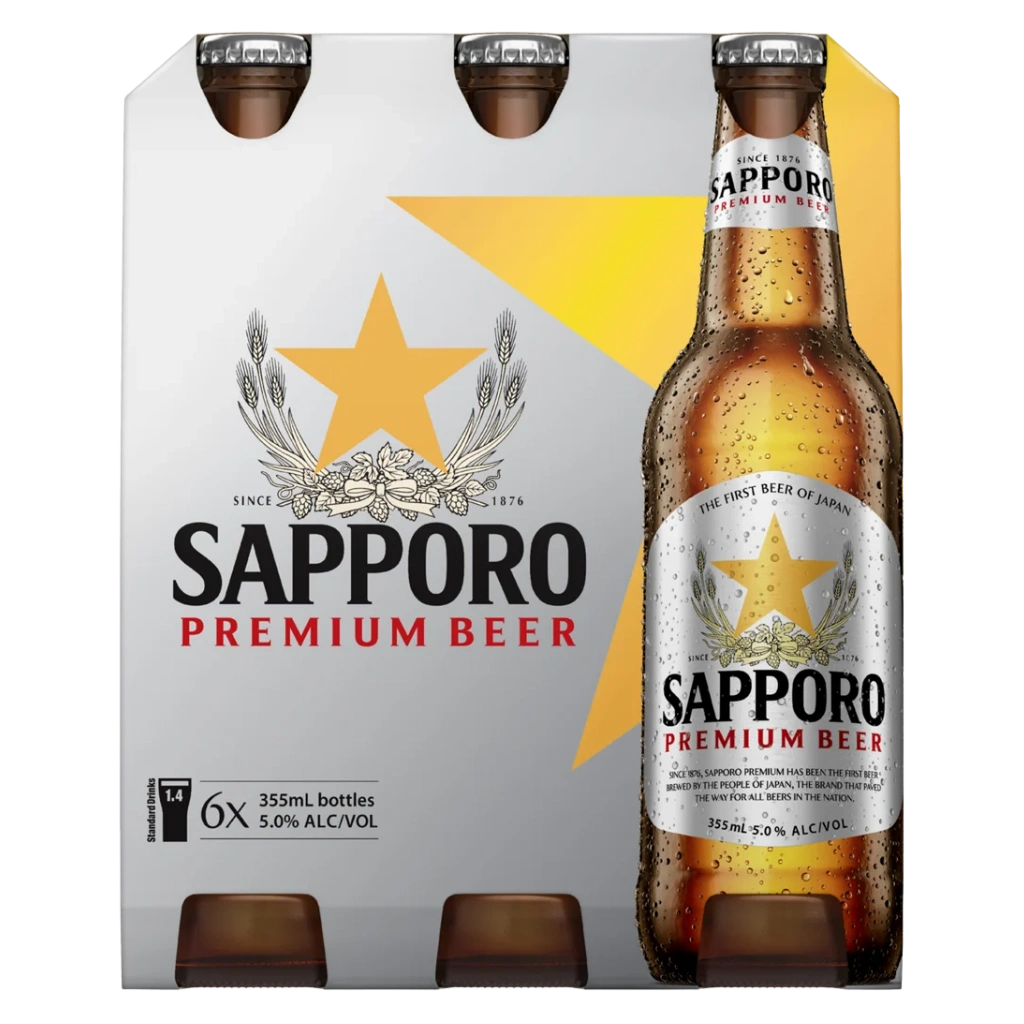 Sapporo Premium Lager Bottles 355mL