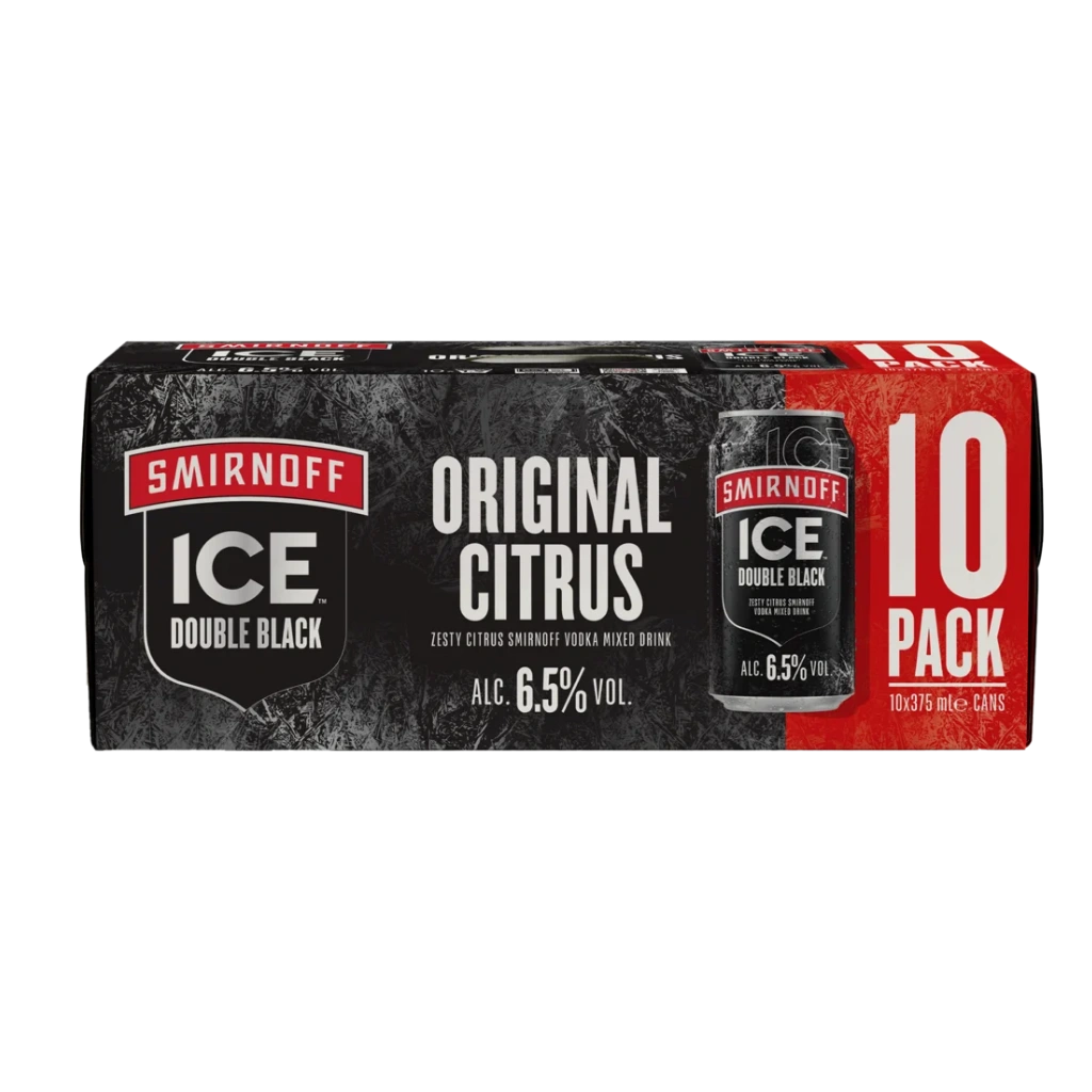 Smirnoff Ice Double Black Cans 10 Pack 375mL