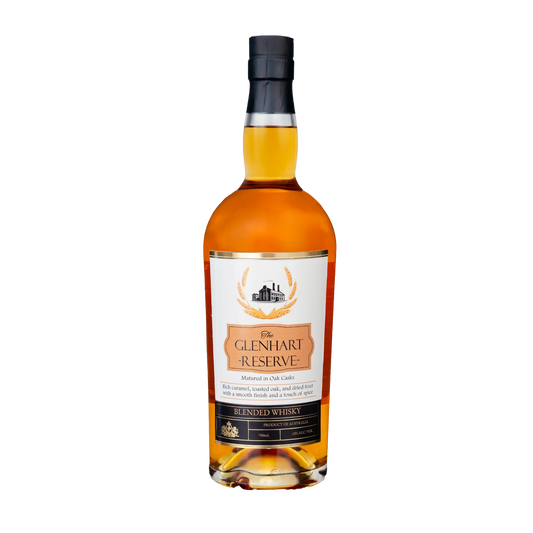 Glenhart Reserve blended whiskey bottle on a transparent background