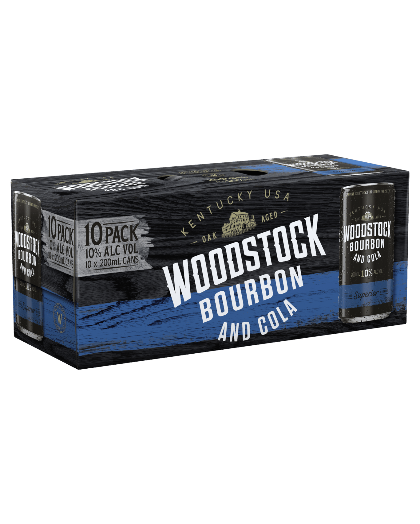 Woodstock Bourbon and Cola 10% Cans 10 pack 200mL